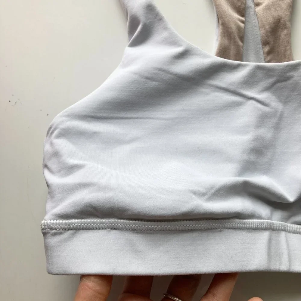 LULULEMON White Pale Blue Invigorate Luxtreme Mesh Racerback Sports Bra - Picture 10 of 16